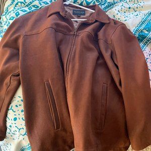 Mens XXL Brown Leather Jacket, Golden Bear